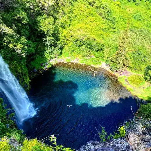 Le bassin de la cascade du Voile de la Mariée vu du haut, Grand-Bassin